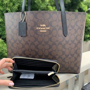 COACH SET Avenue Tote in Signature Brown /Black
